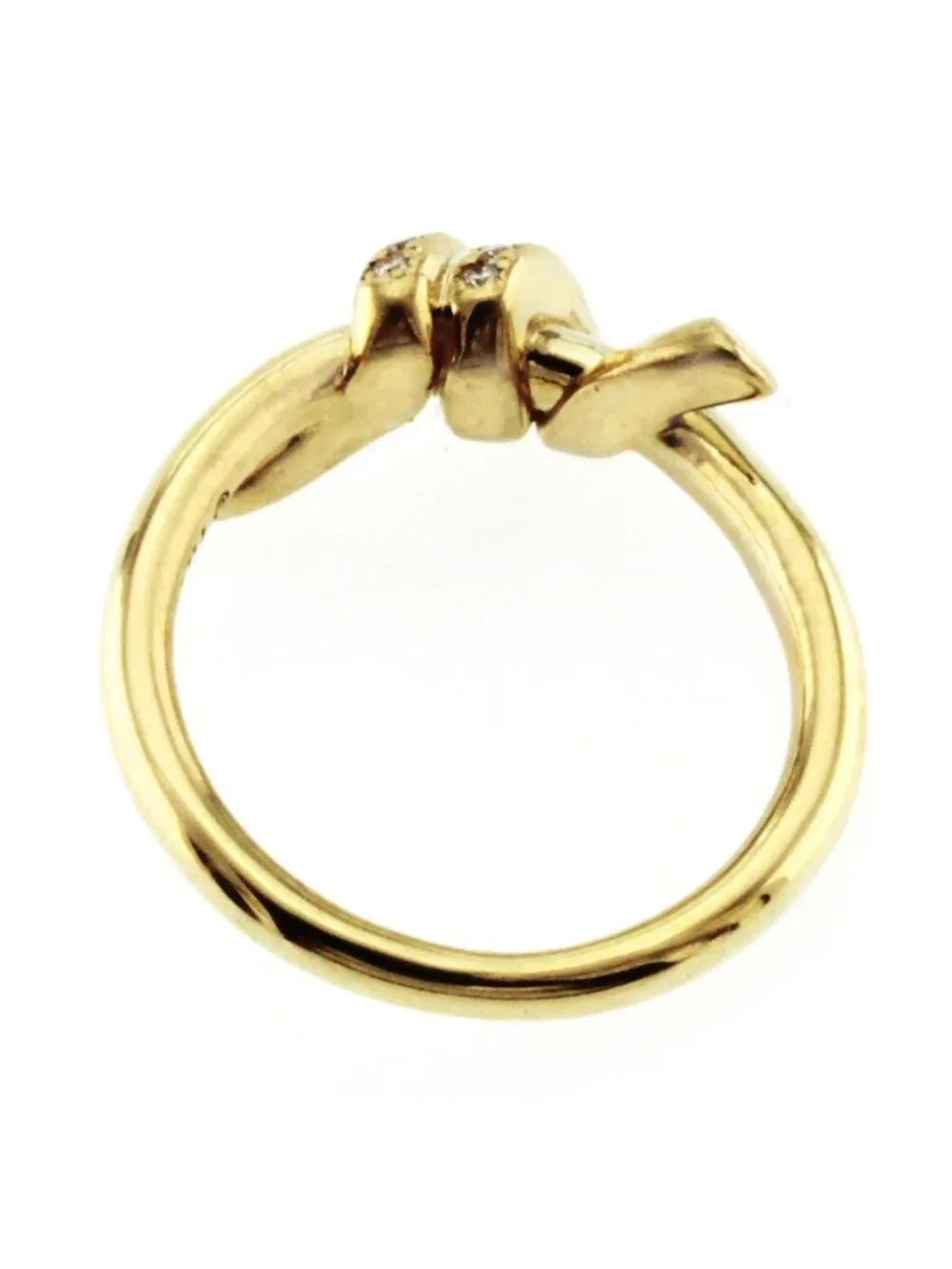 Auth Tiffany & Co. 18 Karat Yellow Gold Diamonds Knot Band Rin